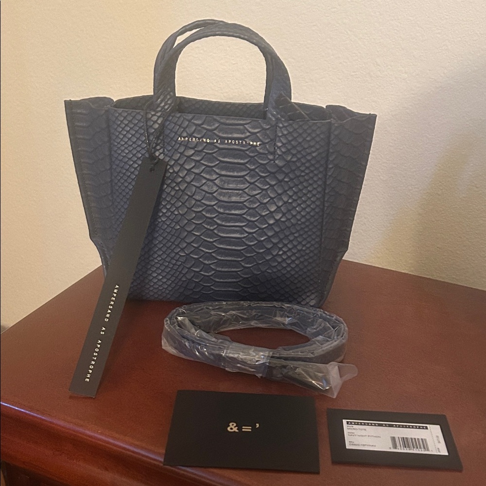 Stylish Navy Python Tote Bag!